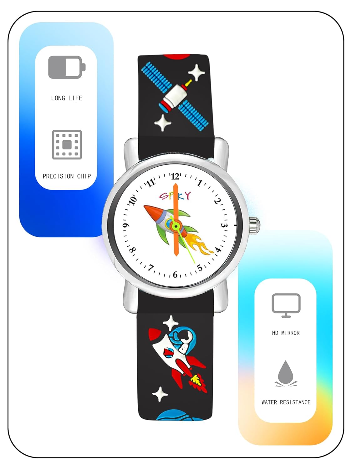 SPIKY Analog Watch for Kids | Unicorn Designer Printed Strap | Water Resistant | Stylish Unisex Best Birthday Gift | Analogue Wrist Watches for Girls & Boys | Age 2-14 yrs