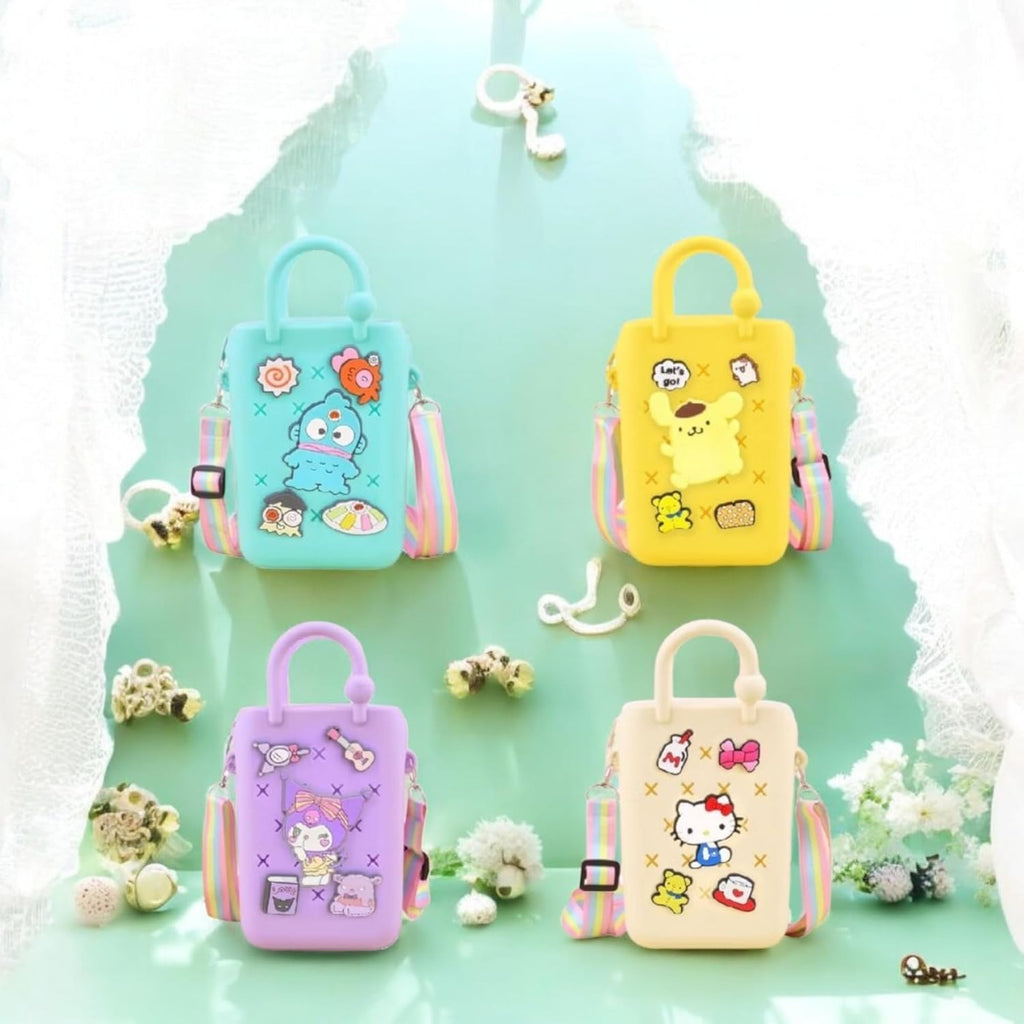 LIGHTER HOUSE Cutest Newest Kuromi And Friends Beach Silicone Shoulder Bag for Kids Birthday Return Gift Idea (Pack of 01 Pc.) Size - 18x12 cms., Mix Design