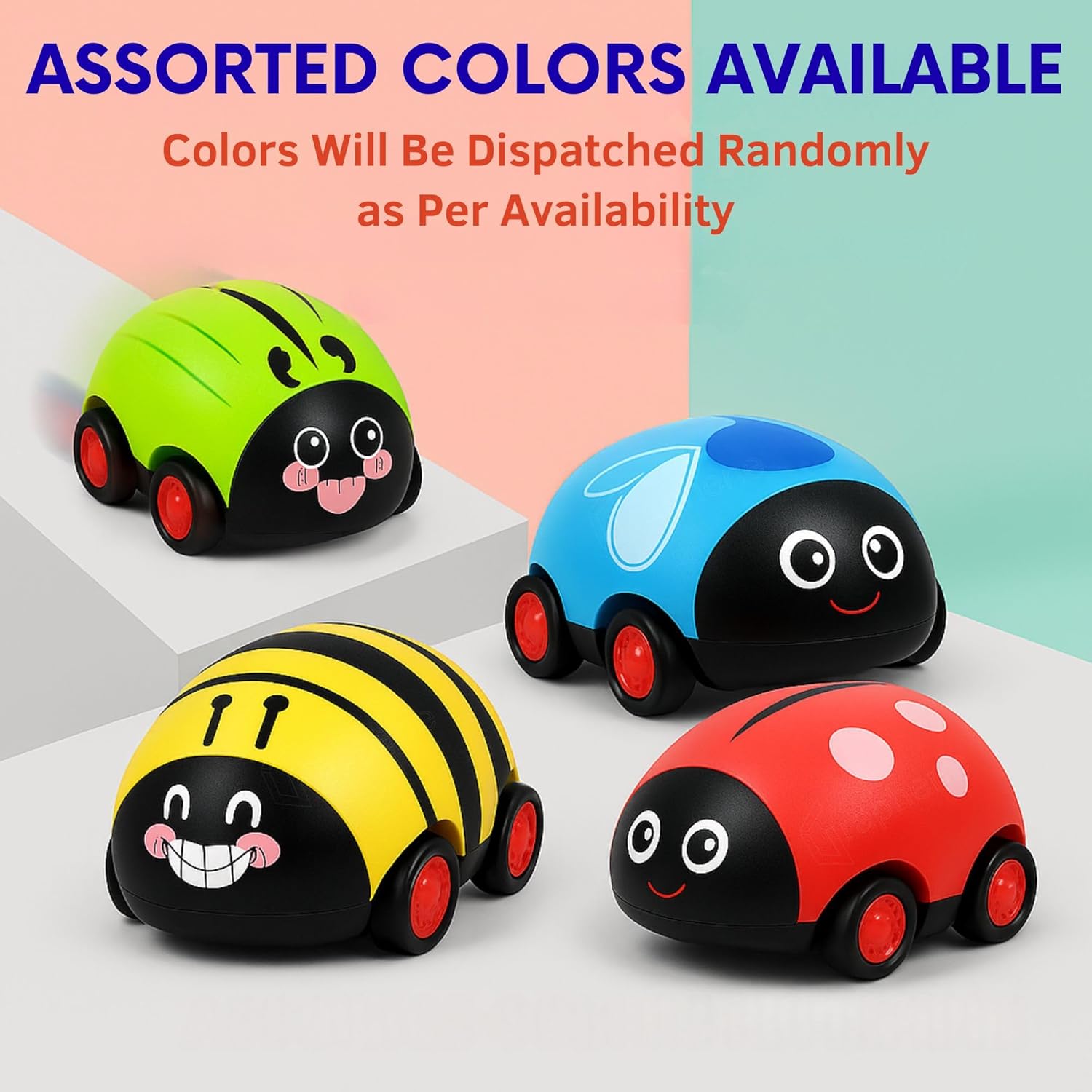GRAPHENE Pullback Bees Car for Toddler Unbreakable Beetle Toy Cartoon