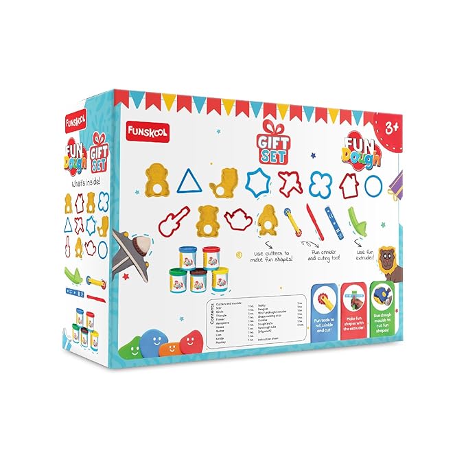 Fundough Funskool Gift Set, Play Set for Kid, 5 Colorful Dough Tubs of 50g Each (250g Total), Learning, Fun & Engaging Activity, Multicolour, Gift Set for Kids, Age 3+ Years