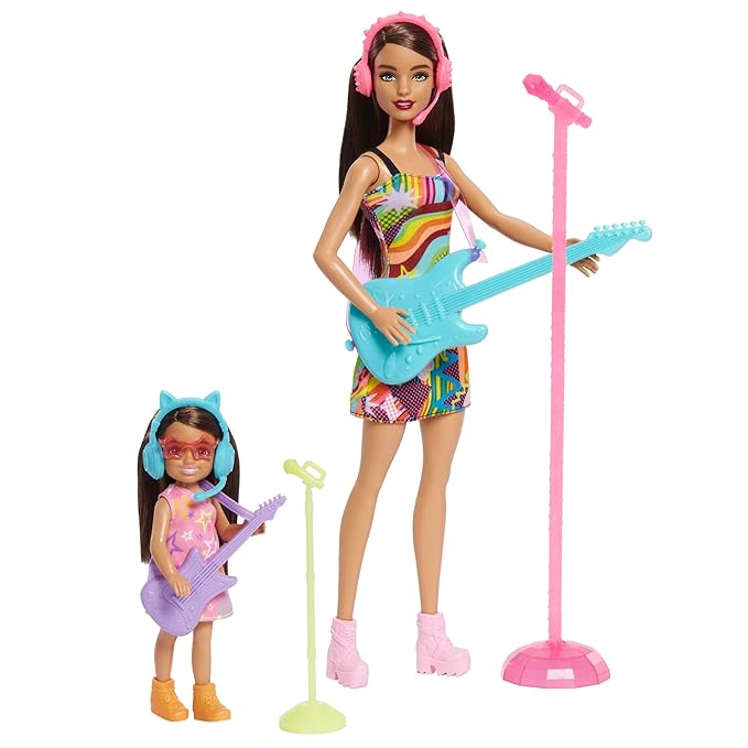 Barbie® Dolls & Accessories, Sisters Pop Star-Themed Playset, and Chelsea™ Dolls with Musical Pieces, Toy Gift for Kids