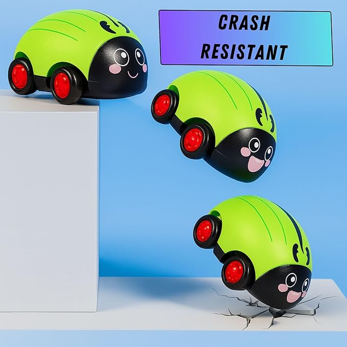GRAPHENE Pullback Bees Car for Toddler Unbreakable Beetle Toy Cartoon