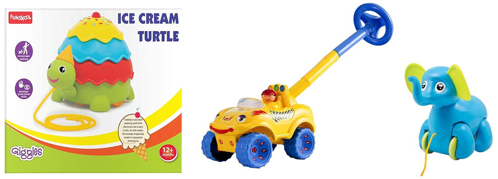 Giggles Funskool Walk N Drive Truck, Fun & Development Toy for Babies, Encourage Walking in Infants, Improve Balance & Coordination, Stimulate Senses, Multicolour, Gift Set for Kids, Ages 18+ Months