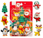 Cute Cartoon Mini Eraser Merry Christmas Stationery Gift for Kids Kawaii Stationary for Kids Christmas Gifts School Stationery Kit Stationary Set School Gift (Pack of 6)