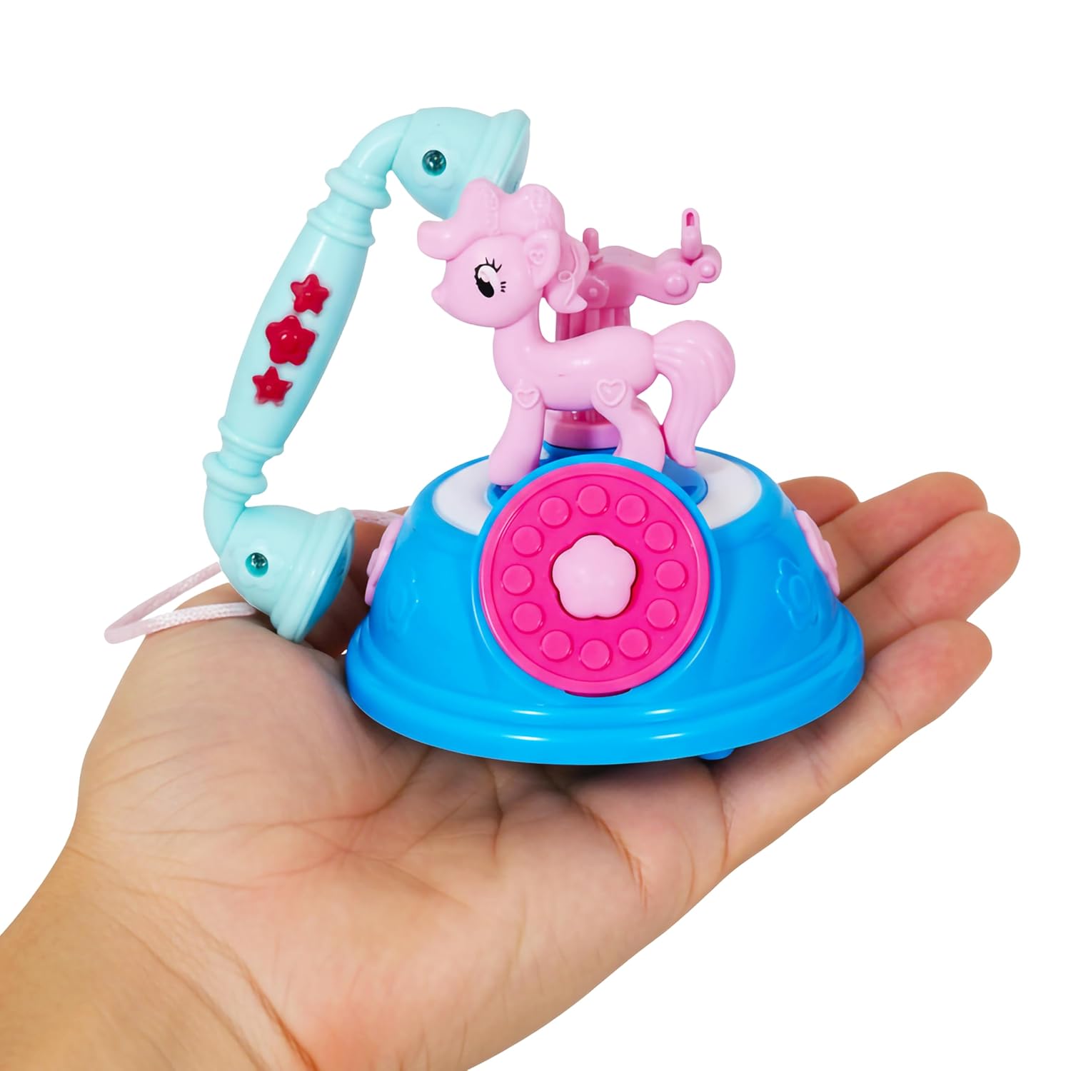 VGRASSP Classic Dial Receiver Simulation Telephone Toy for Kids - Rotating Number Dial with Calling Sound Effect - Storytelling Toy Phone Accompanied with Lights - Color As Per Stock