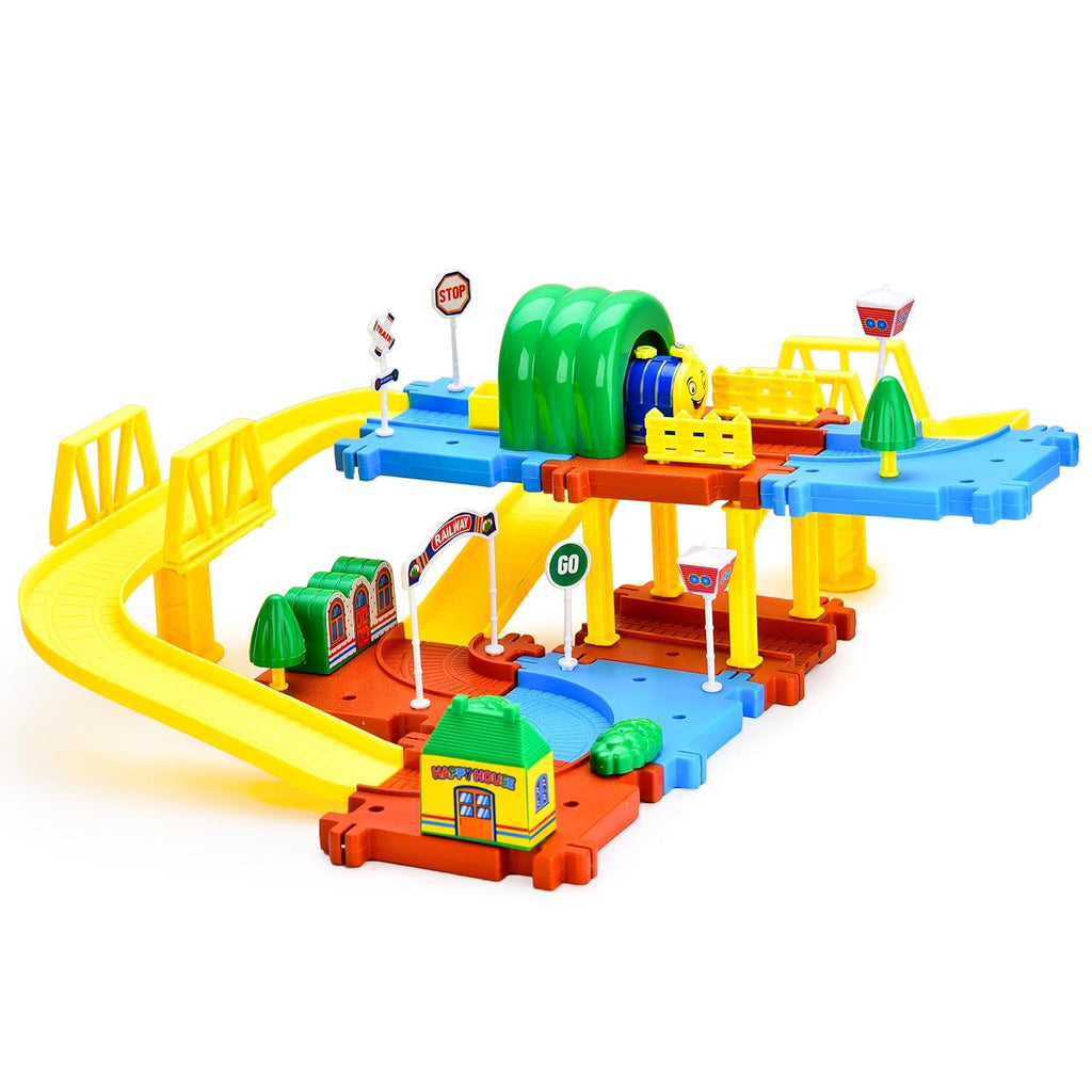 Webby Classic Toy Train Set with Track | Battery Operated Railway Set | Rakhi/Raksha Bandhan/Birthday Gift for Boys & Girls| Train Set with DIY Railway Tracks for Kids (31 Pieces)