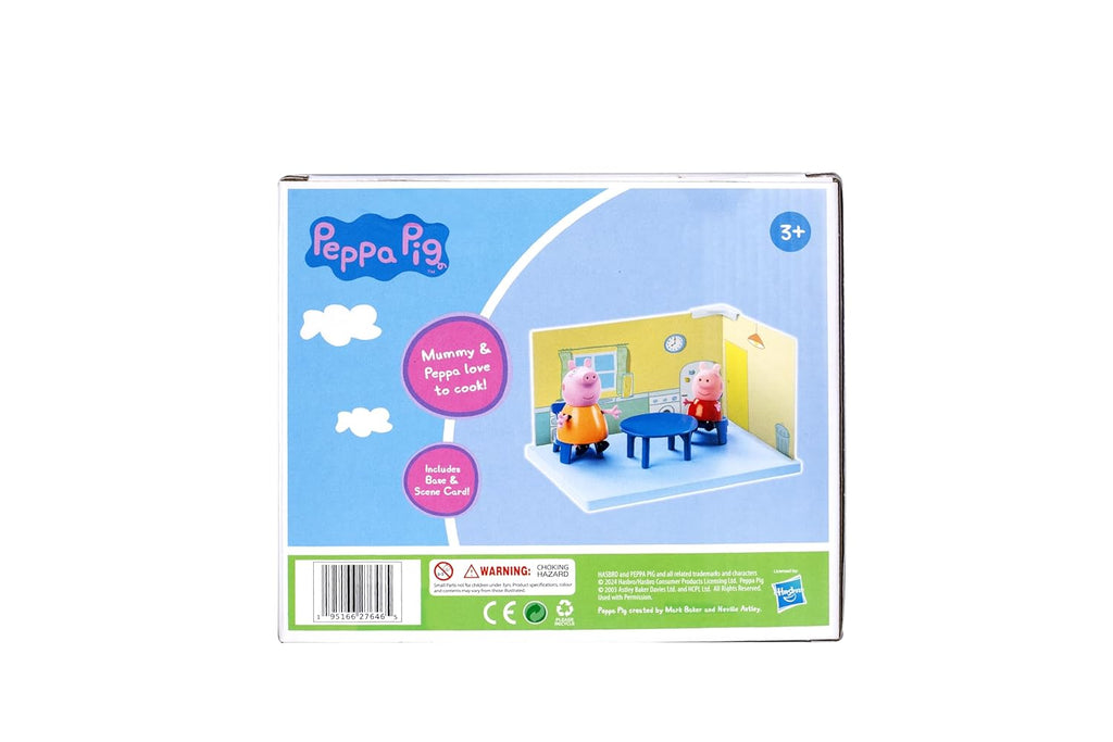 Original Hasbro PEPPA PIG Kitchen Themed Preschool Toy with Mummy Pig, Includes 2 Poseable Figures, Accessories and Scene Cards Playset, Ages 3 Birthday Gift Toys for Kids,Playsets