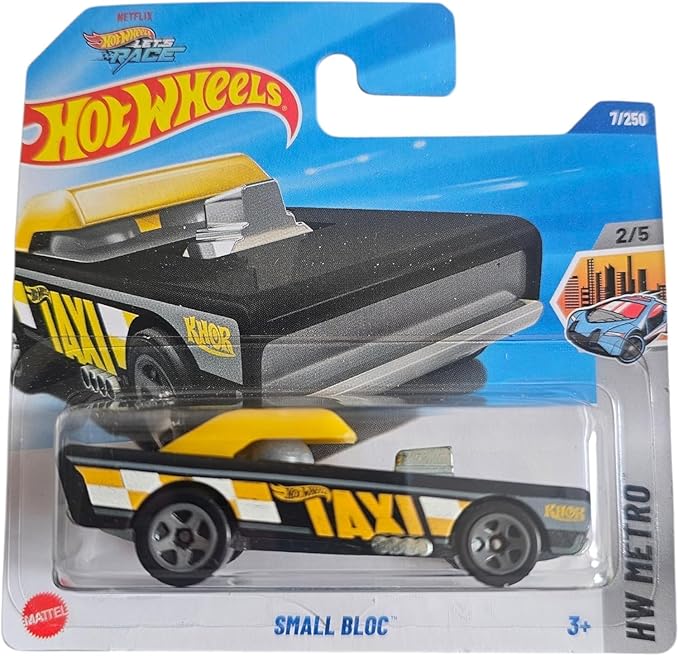 Hot Wheels Small Bloc Die-Cast Ca Black and Yellow, 7/250