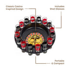 Roulette Drinking Game Set, 16 Glasses with 2 Balls, Black & Red, Casino Style