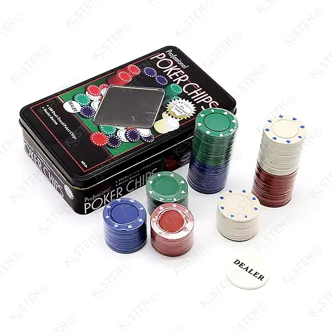 Kosten Professional Poker Set - 100PCS Multicolor Chips with Playing Cards - Casino Style Poker Game for Home, Parties & Game Nights