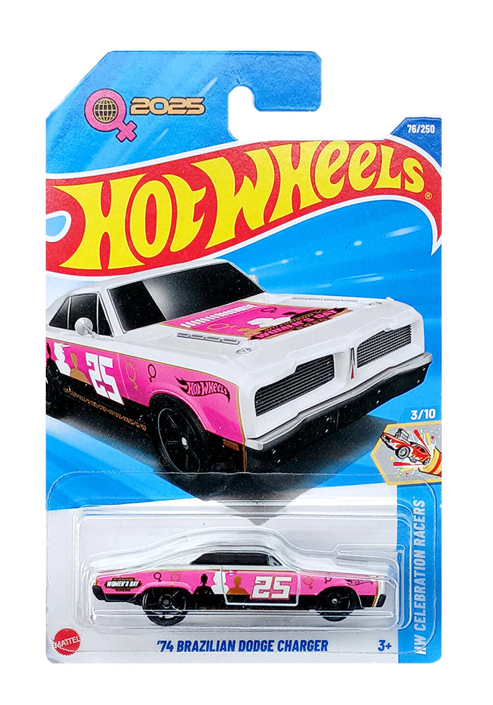 Hot Wheels '74 Brazilian Dodge Charger - Pink / White - 2024 Card