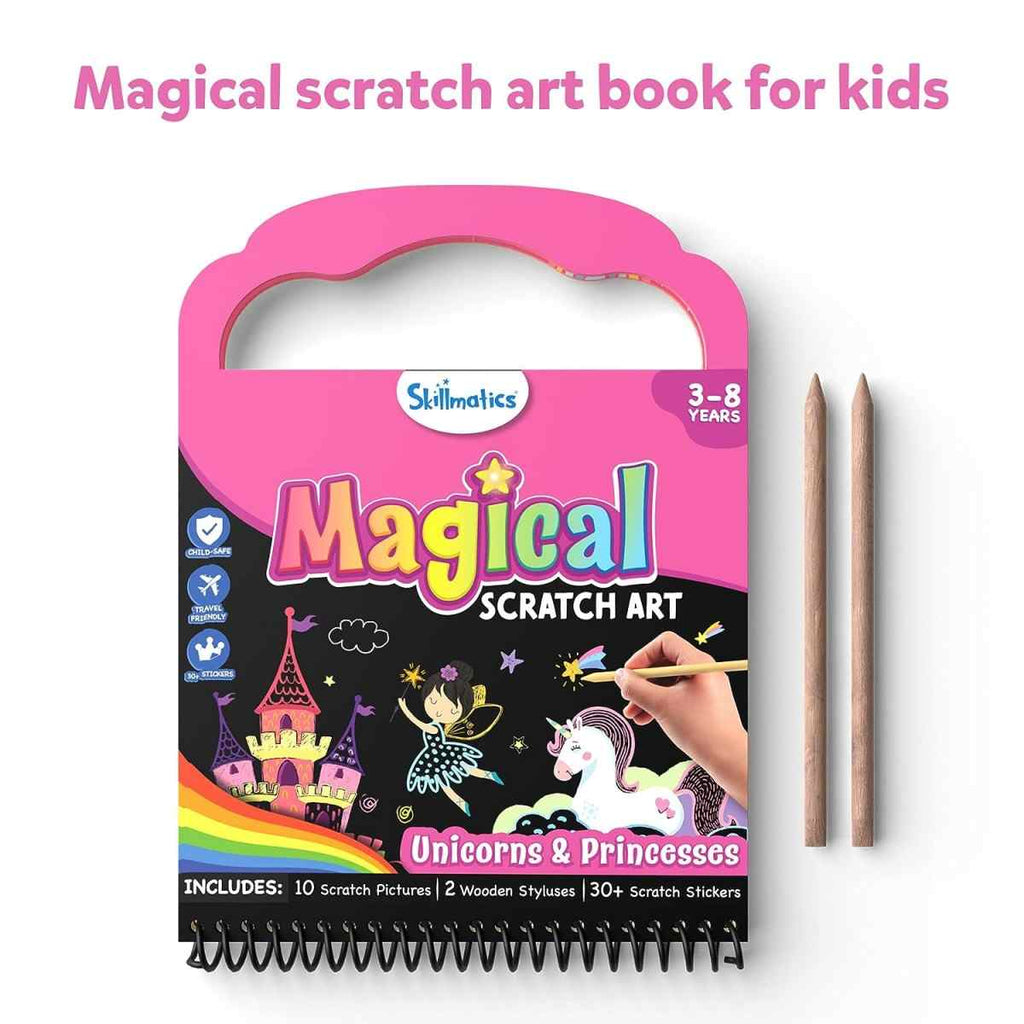 Skillmatics Magical Scratch Unicorns & Princesses, 3Y+, Multicolour - Skillmatics