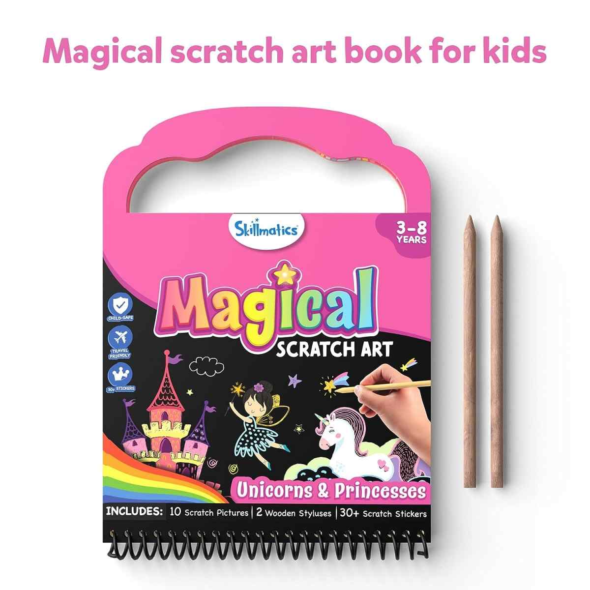 Skillmatics Magical Scratch Unicorns & Princesses, 3Y+, Multicolour - Skillmatics