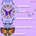 SPIKY Analog Watch for Kids | 3D Cartoon | 7 Multicolor LED Luminous Lights with Silicone Strap | Unisex Best Birthday Gift | Analogue Wrist Watches for Boys & Girls | Age 3-10 yrs