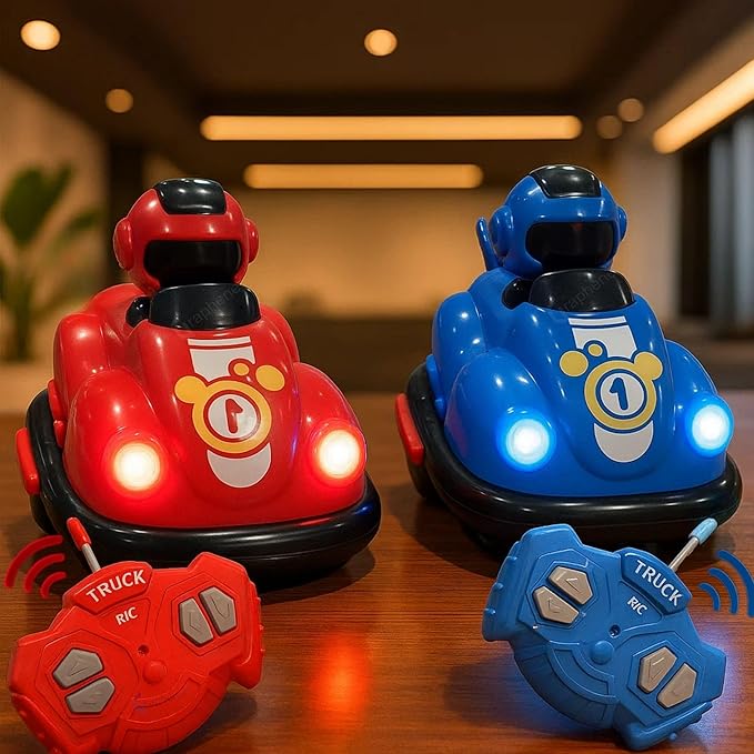 Remote Control Go Kart Racing Cars Set, 2.4GHz Rechargeable RC Bumper Cars with LED Lights, Red and Blue, 2-Pack, with Ejecting Drivers, Multiplayer Battle Game for Kids, Ages 4+