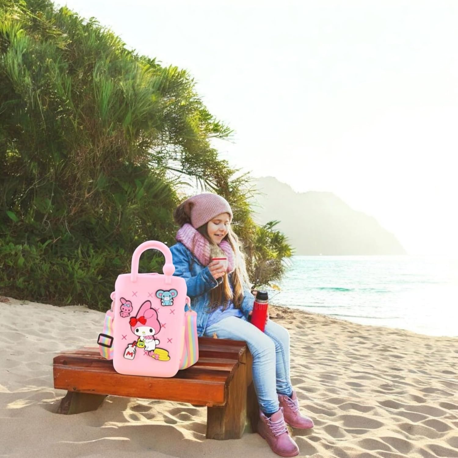 LIGHTER HOUSE Cutest Newest Kuromi And Friends Beach Silicone Shoulder Bag for Kids Birthday Return Gift Idea (Pack of 01 Pc.) Size - 18x12 cms., Mix Design