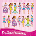 Imagimake DIY Magnetic Dress-Up Princess |Pretend Play Toys for Girls | 30 Magnetic Dresses & Accessories | Interchange & Create Unlimited Outfits | Birthday Gift for Girls Ages 3,4,5,6,7,Multicolour