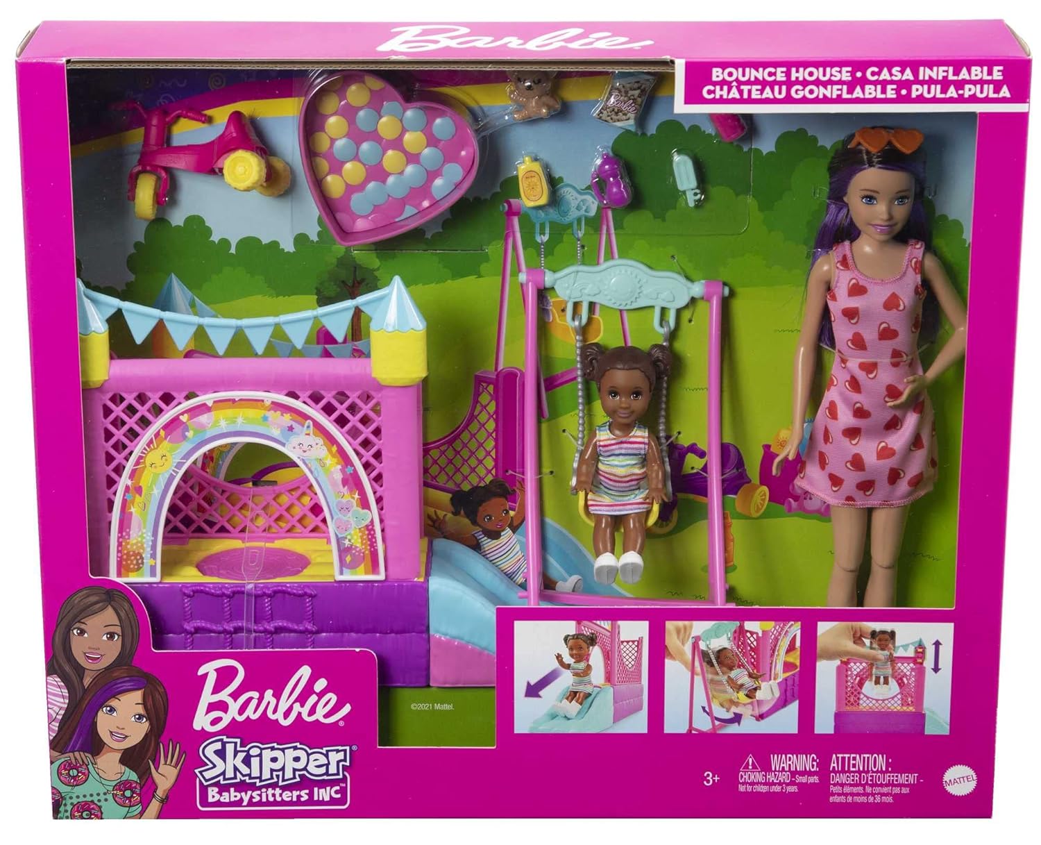 Barbie Doll, Blonde, and Playset with 3 Puppies, Bathtub and Accessories, Gift for 3 to 7 Year Olds
