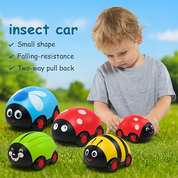 GRAPHENE Pullback Bees Car for Toddler Unbreakable Beetle Toy Cartoon