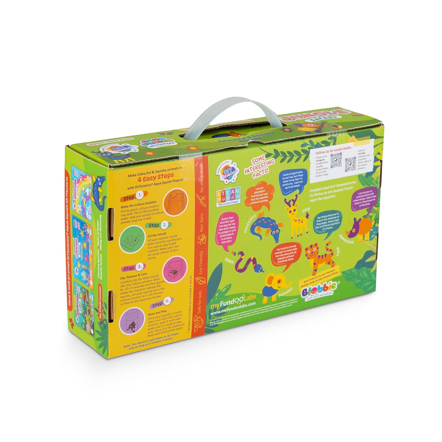 Jungle Safari Aqua Squish Kit | Make More Than 40 3D Colorful Soft and Squishy Jungle Animals | Magic Water Elf Gel Toys for Girls and Boys | 6 Animal Moulds | Ideal for Birthday Gift
