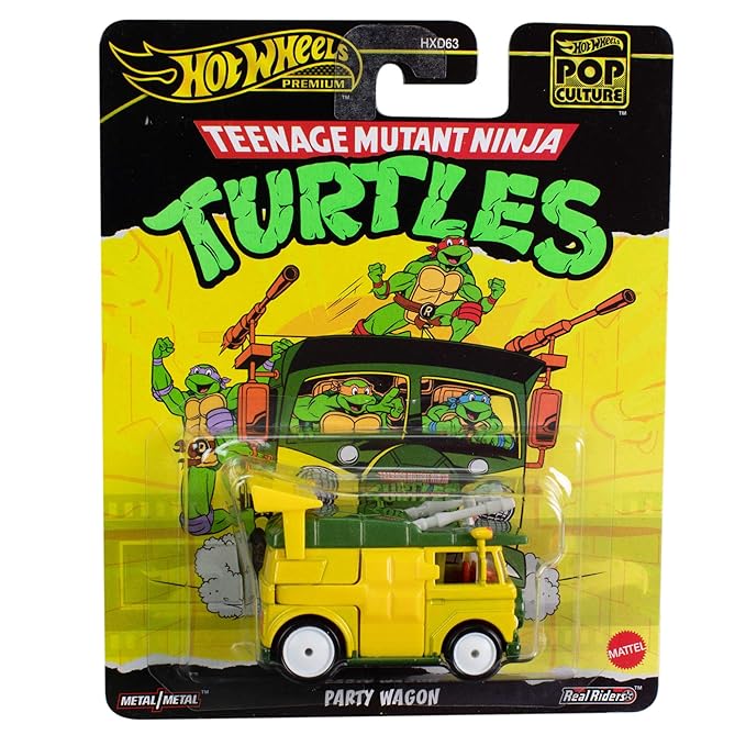 Hot Wheels TMNT Party Wagon, 1:64 Scale Die-Cast Replica from Popular Movie, TV Show or Video Game