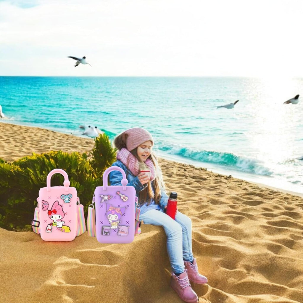 LIGHTER HOUSE Cutest Newest Kuromi And Friends Beach Silicone Shoulder Bag for Kids Birthday Return Gift Idea (Pack of 01 Pc.) Size - 18x12 cms., Mix Design