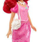 Disney Mattel Princess Toys, Ariel Fashion Doll in Signature Pink Dress and 9 Accessories, Inspired by The Movie