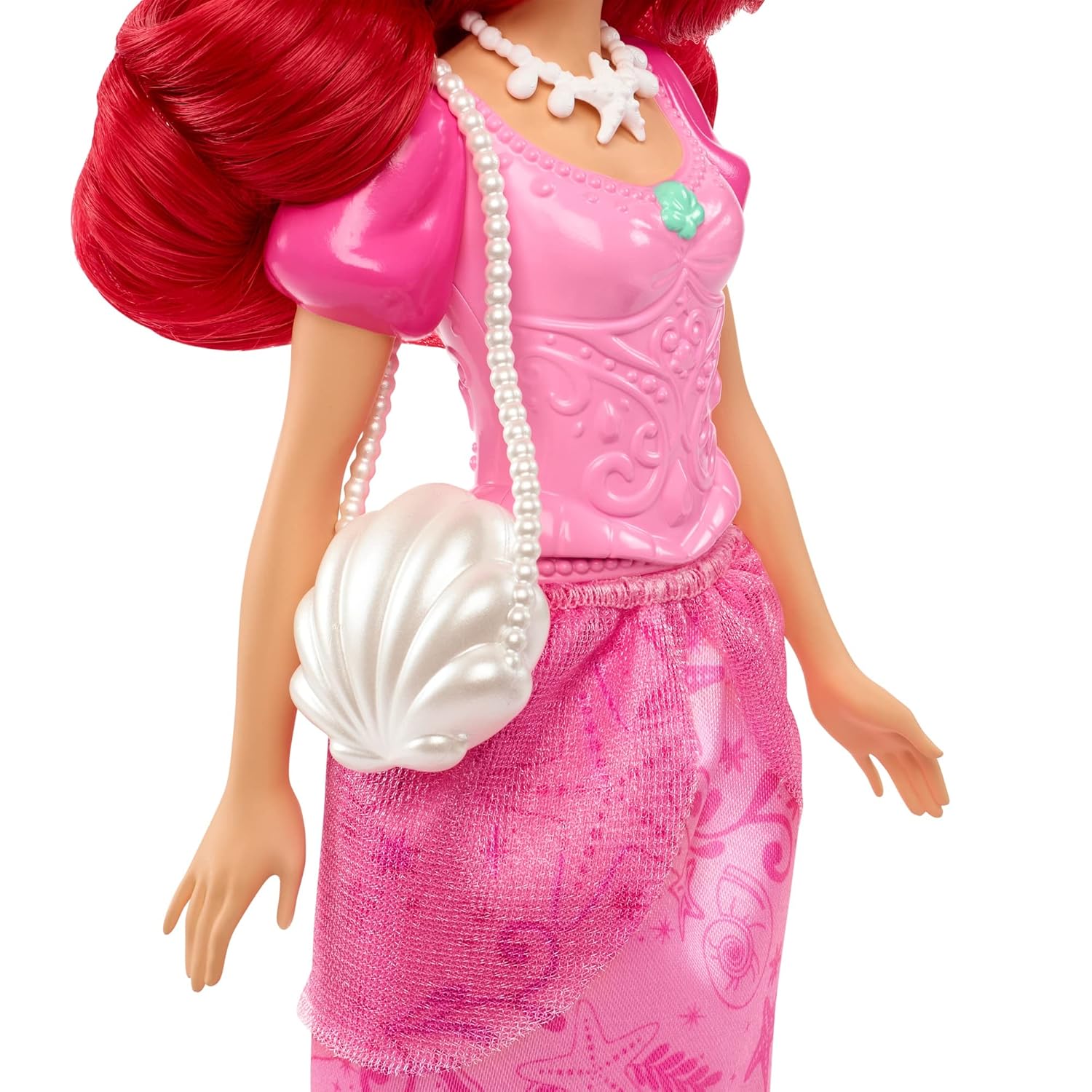 Disney Mattel Princess Toys, Ariel Fashion Doll in Signature Pink Dress and 9 Accessories, Inspired by The Movie
