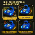 Remote Control Go Kart Racing Cars Set, 2.4GHz Rechargeable RC Bumper Cars with LED Lights, Red and Blue, 2-Pack, with Ejecting Drivers, Multiplayer Battle Game for Kids, Ages 4+
