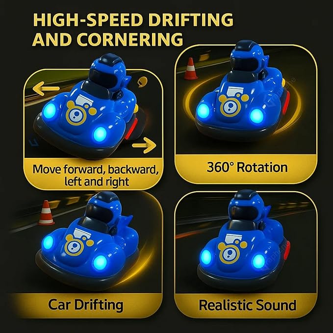 Remote Control Go Kart Racing Cars Set, 2.4GHz Rechargeable RC Bumper Cars with LED Lights, Red and Blue, 2-Pack, with Ejecting Drivers, Multiplayer Battle Game for Kids, Ages 4+