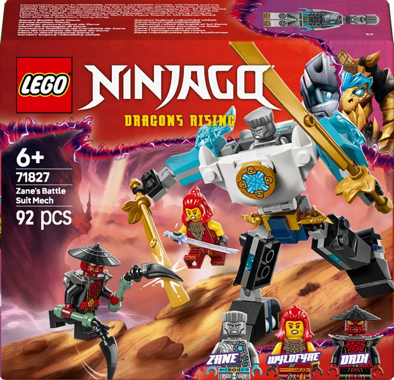 LEGO NINJAGO Zane’s Battle Suit Mech Pretend Play Toy Set 71827 Building Blocks Toys for 6+ Gift for Boys and Girls