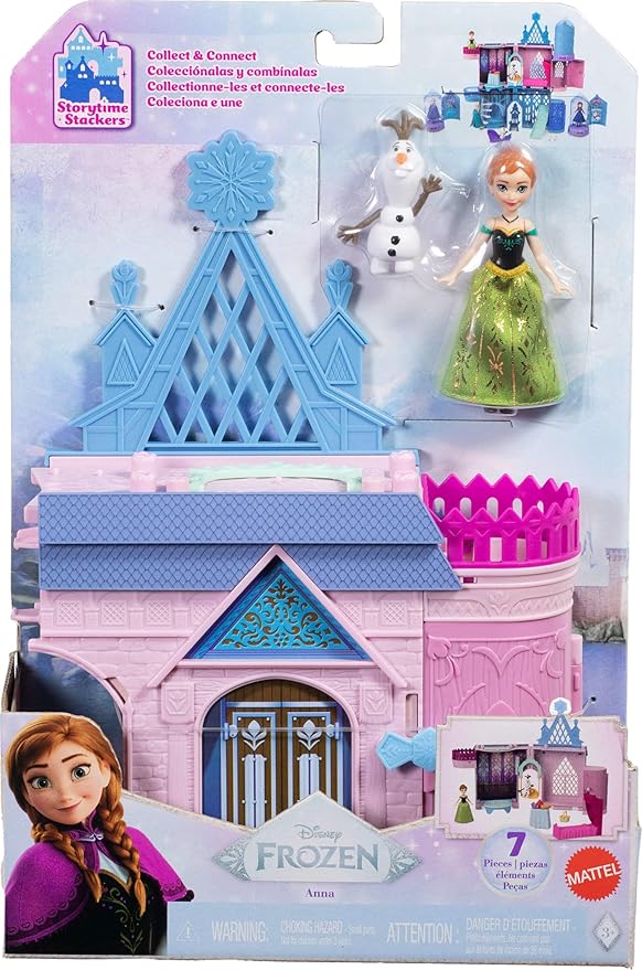 Disney Frozen Toys, Storytime Stackers Anna's Arendelle Castle, Stackable Doll House with Small Doll, Olaf & 7 Pieces, Inspired by The Movies