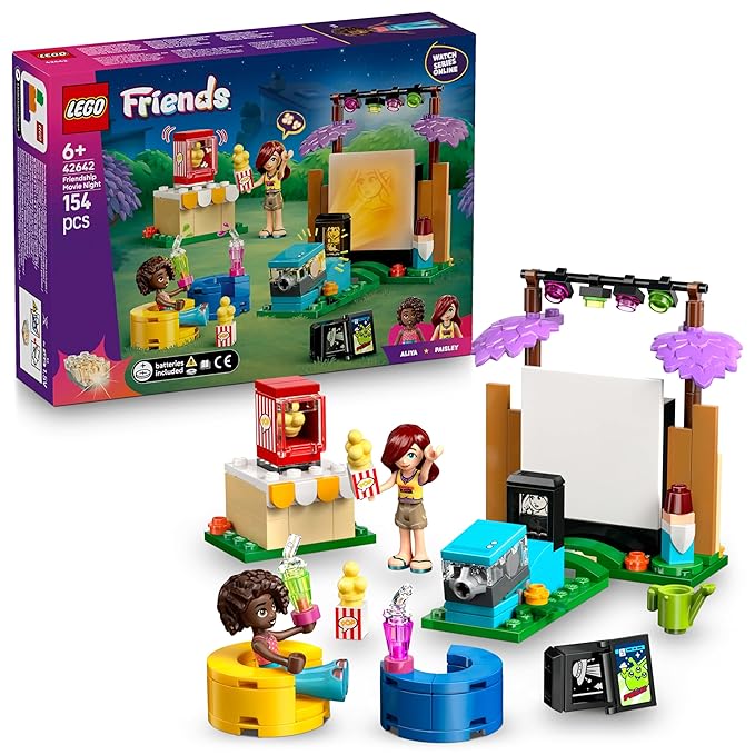 LEGO Friends Friendship Movie Night Pretend-Play Toy Building Kit 42642 Building Blocks Toys for 6+ Gift for Boys and Girls