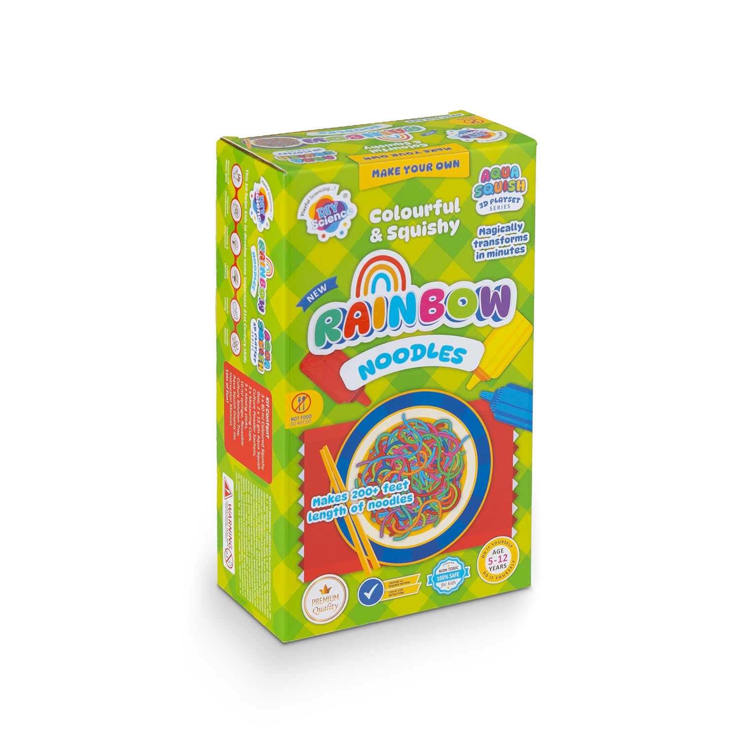 Rainbow Noodles Aqua Squish Kit | Make More Than 200 feet of 3D Colorful Soft and Squishy Noodles | Magic Water Elf Gel Toys for Girls and Boys | Ideal for Birthday Gift