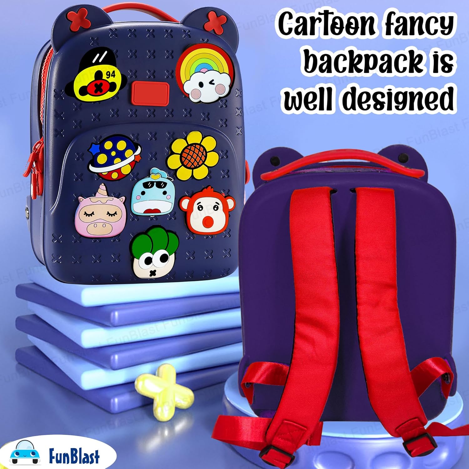 FunBlast Bagpack for Children - Bag for Pre-Schoolers Kids, Small Picnic Bag for Baby, Boys, Girls, Lightweight Miniature Bags for Kids, Boys, Girls (33.2 X 24.8 X 20 Cm)