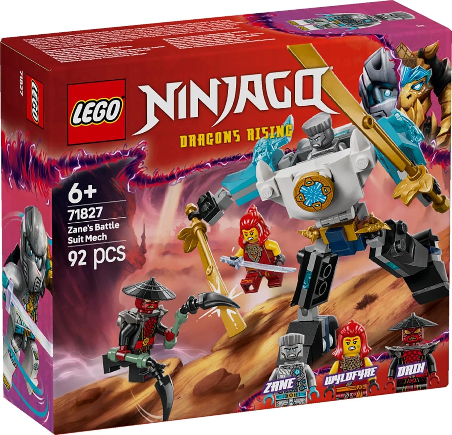 LEGO NINJAGO Zane’s Battle Suit Mech Pretend Play Toy Set 71827 Building Blocks Toys for 6+ Gift for Boys and Girls