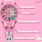 SPIKY Analog Watch for Kids | 3D Cartoon | 7 Multicolor LED Luminous Lights with Silicone Strap | Unisex Best Birthday Gift | Analogue Wrist Watches for Boys & Girls | Age 3-10 yrs