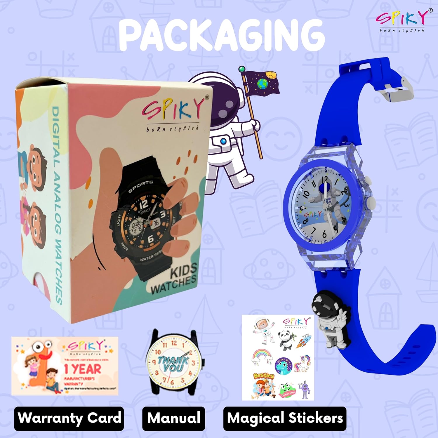 SPIKY Analog Watch for Kids | 3D Cartoon | 7 Multicolor LED Luminous Lights with Silicone Strap | Unisex Best Birthday Gift | Analogue Wrist Watches for Boys & Girls | Age 3-10 yrs