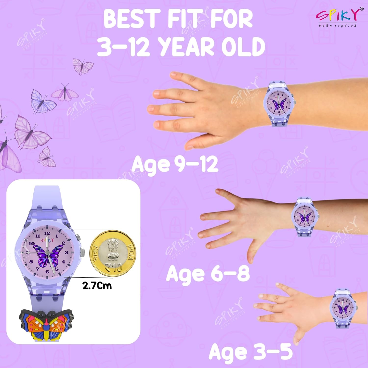 SPIKY Analog Watch for Kids | 3D Cartoon | 7 Multicolor LED Luminous Lights with Silicone Strap | Unisex Best Birthday Gift | Analogue Wrist Watches for Boys & Girls | Age 3-10 yrs