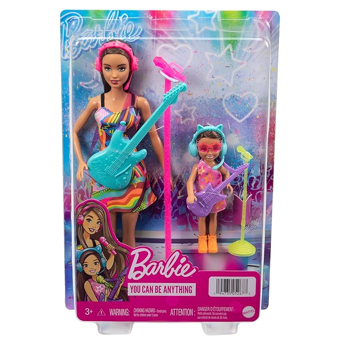 Barbie® Dolls & Accessories, Sisters Pop Star-Themed Playset, and Chelsea™ Dolls with Musical Pieces, Toy Gift for Kids