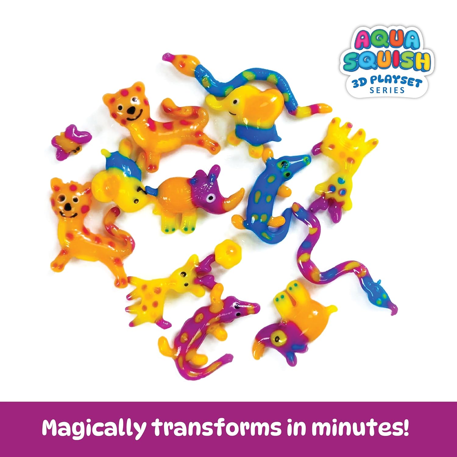 Jungle Safari Aqua Squish Kit | Make More Than 40 3D Colorful Soft and Squishy Jungle Animals | Magic Water Elf Gel Toys for Girls and Boys | 6 Animal Moulds | Ideal for Birthday Gift