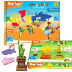 Imagimake: Mapology India and World Maps with Capitals - Learn Capitals and Country Flags - Educational Toy for Kids Above 5 Years, Multicolor