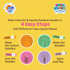 Rainbow Noodles Aqua Squish Kit | Make More Than 200 feet of 3D Colorful Soft and Squishy Noodles | Magic Water Elf Gel Toys for Girls and Boys | Ideal for Birthday Gift