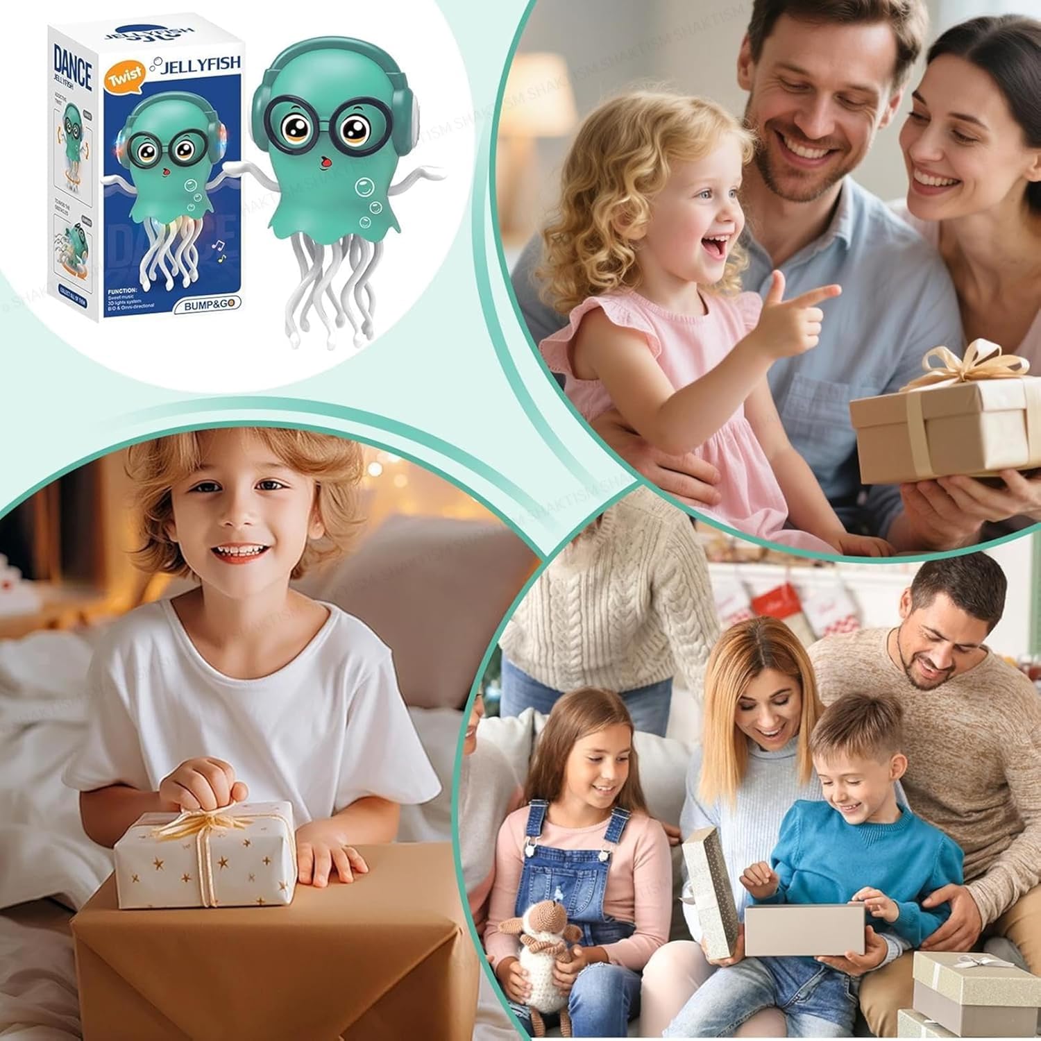 Dancing Jellyfish Toy, Light-up Musical Octopus with 360° Rotating Tentacles, Interactive Educational Kids Toy Dancing Jelly Fish - Random Colour