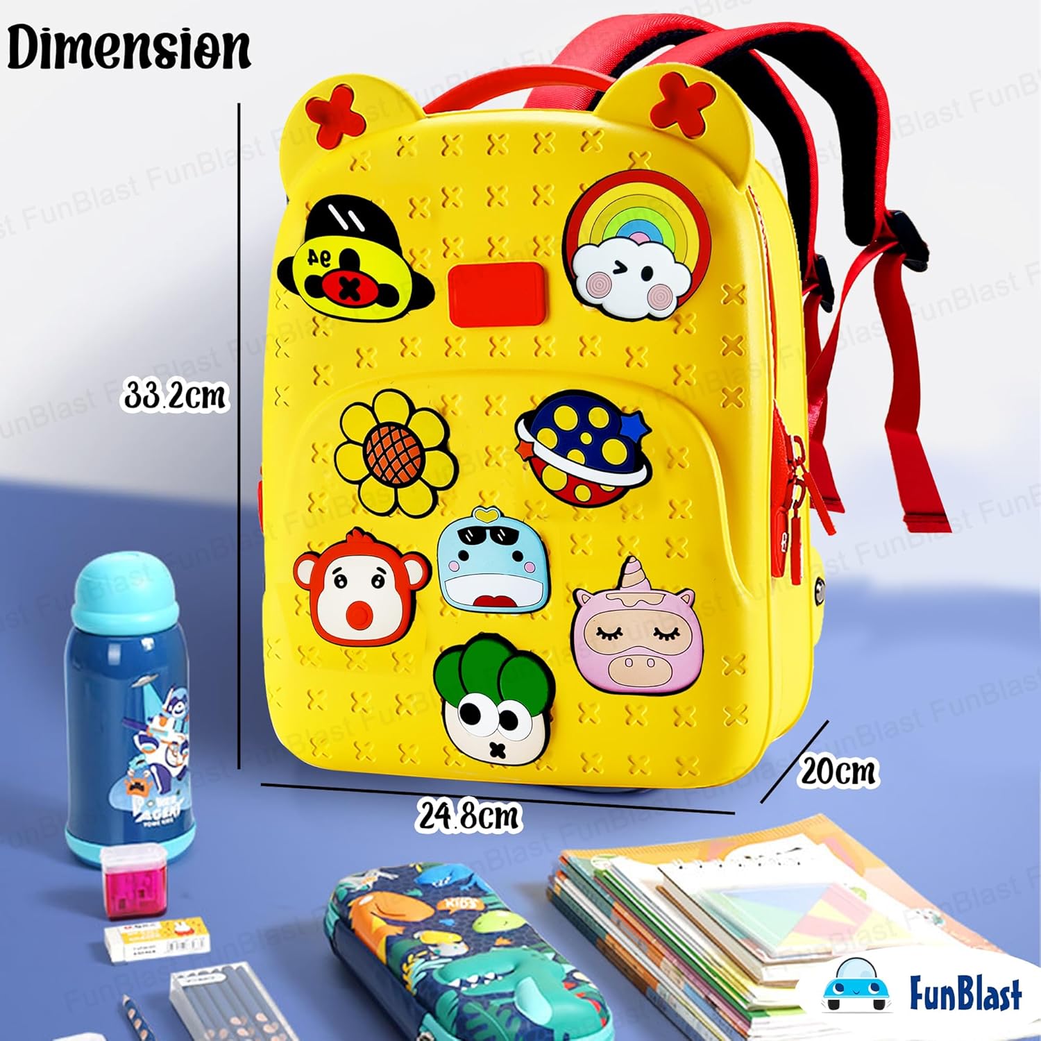 FunBlast Bagpack for Children - Bag for Pre-Schoolers Kids, Small Picnic Bag for Baby, Boys, Girls, Lightweight Miniature Bags for Kids, Boys, Girls (33.2 X 24.8 X 20 Cm)