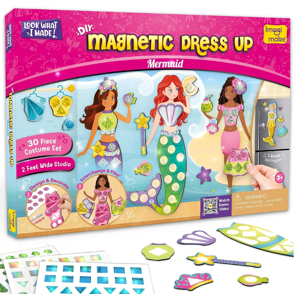Imagimake DIY Magnetic Dress-Up Princess |Pretend Play Toys for Girls | 30 Magnetic Dresses & Accessories | Interchange & Create Unlimited Outfits | Birthday Gift for Girls Ages 3,4,5,6,7,Multicolour