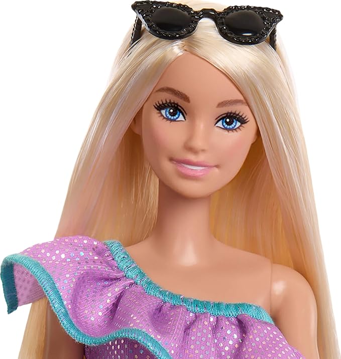 Barbie Doll with Clothes and Accessories, Blond Hair and 3 Party-Themed Mix-and-Match Outfits Including Dresses, Purses and Heels
