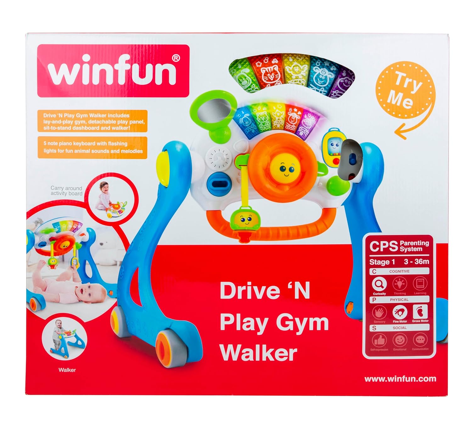 Winfun 5 in 1 Driver Play Gym Walker, Multi Color