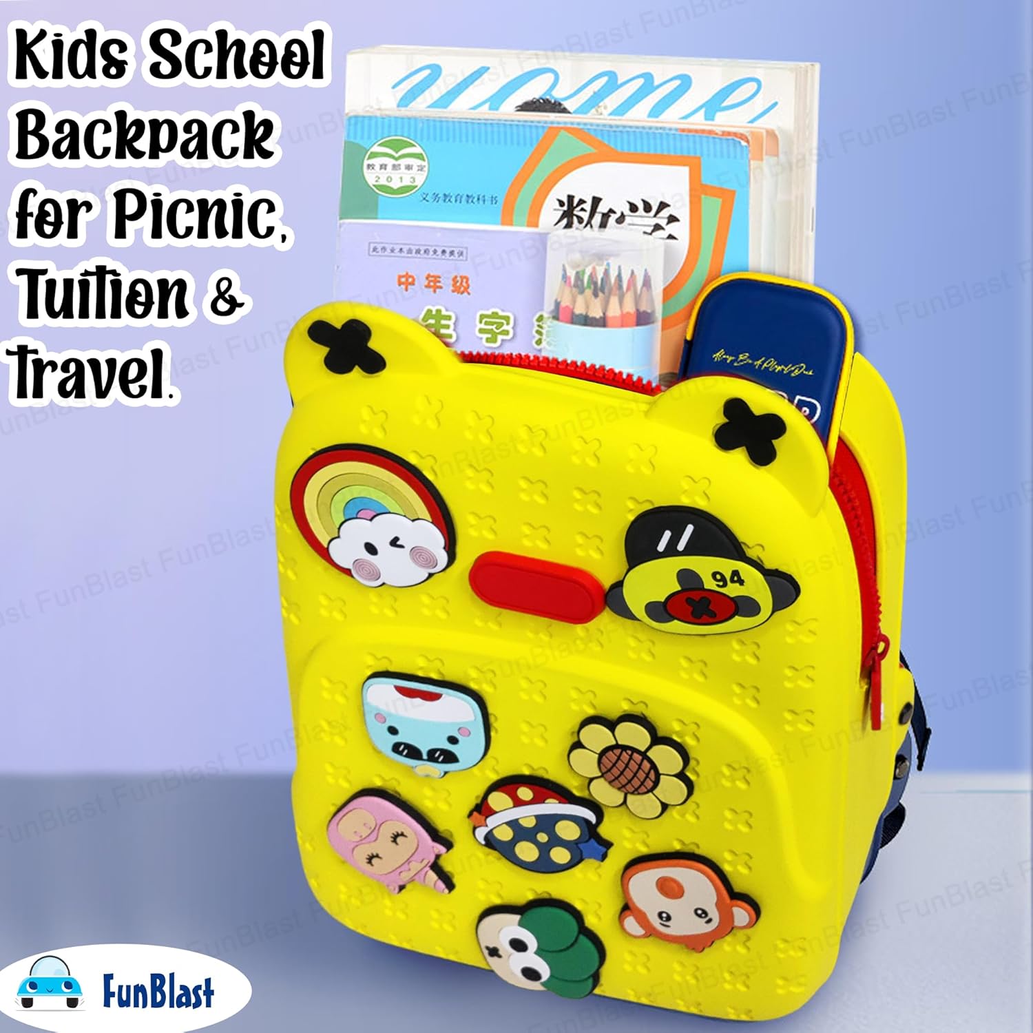 FunBlast Bagpack for Children - Bag for Pre-Schoolers Kids, Small Picnic Bag for Baby, Boys, Girls, Lightweight Miniature Bags for Kids, Boys, Girls (33.2 X 24.8 X 20 Cm)