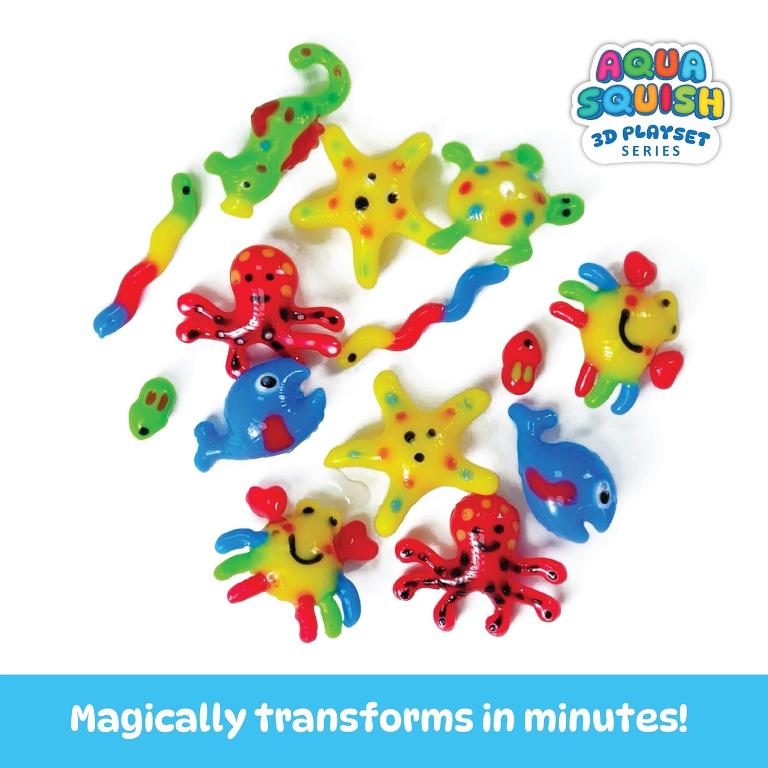 Ocean World Aqua Squish Kit | Make More Than 40 3D Colorful Soft and Squishy Sea Creatures | Magic Water Elf Gel Toys for Girls and Boys | 6 Undersea Creatures Moulds